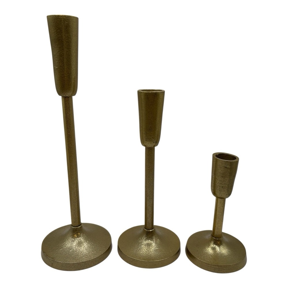 Threshold Aluminum Taper Holders Gold tone Candlestick Trio